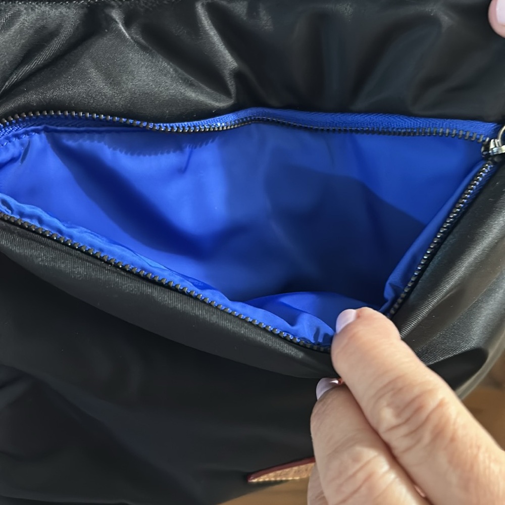 MZ Wallace Bowery Pocket Black and Cobalt Blue Crossbody Bag - Picture 10 of 16
